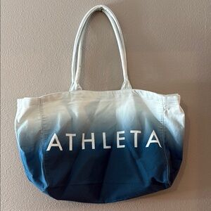 Athleta Blue and White Gradient Tote Bag